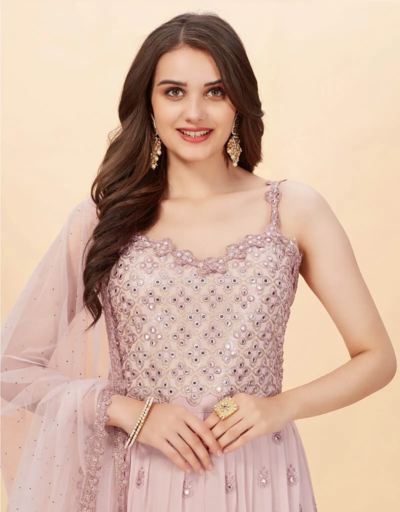 Baby Pink Heavy Fox Georgette Anarkali Salwar Suit