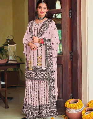 Baby Pink Palazzo style Salwar Suit Faux Georgette