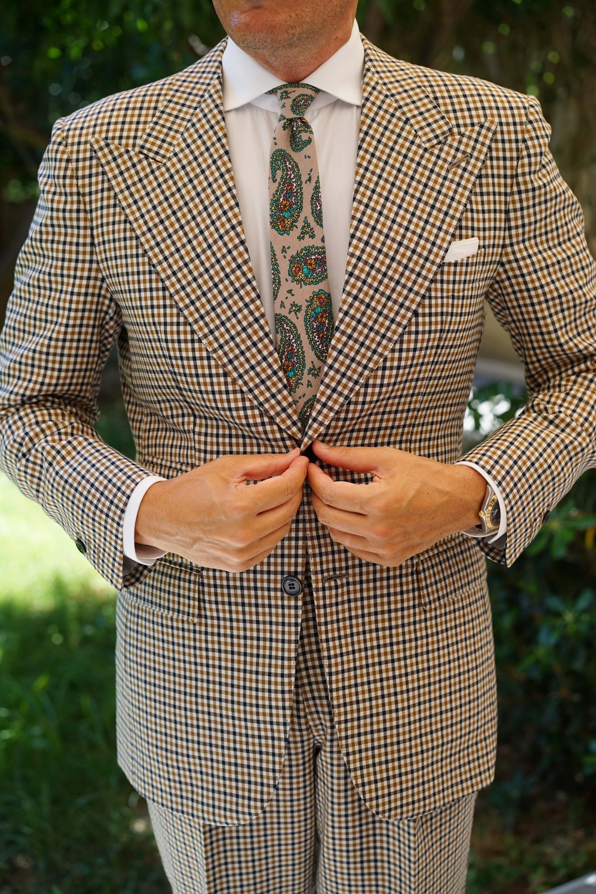 Bay of Kotor Light Brown Paisley Skinny Tie