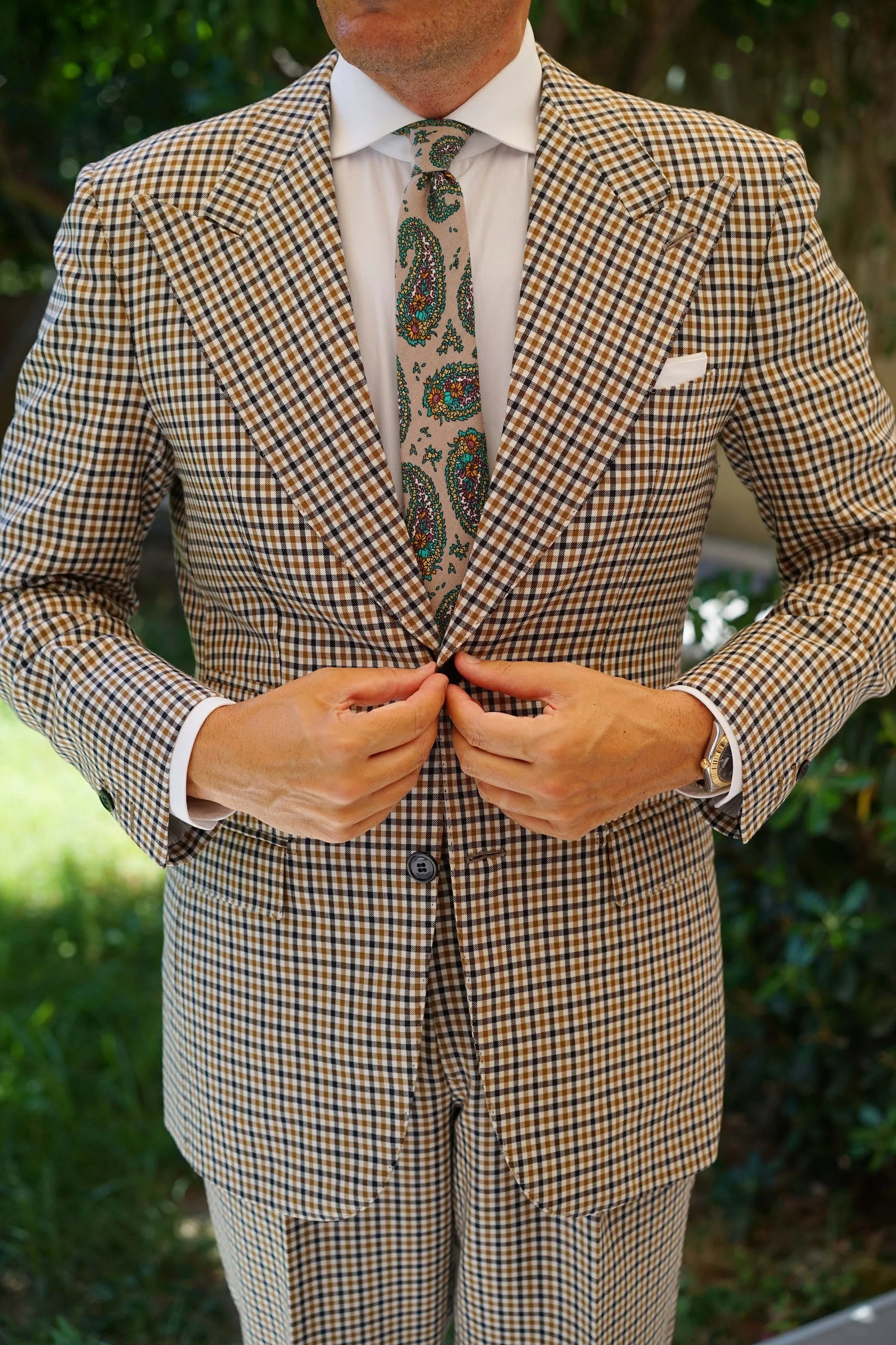 Bay of Kotor Light Brown Paisley Skinny Tie