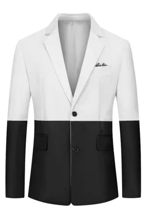 Black And White Notched Lapel Two Pieces Prom Suits Slim Fit Wedding Cocktail Attire Men