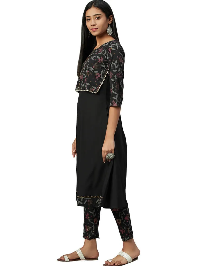 Black Crepe Pant Kurti