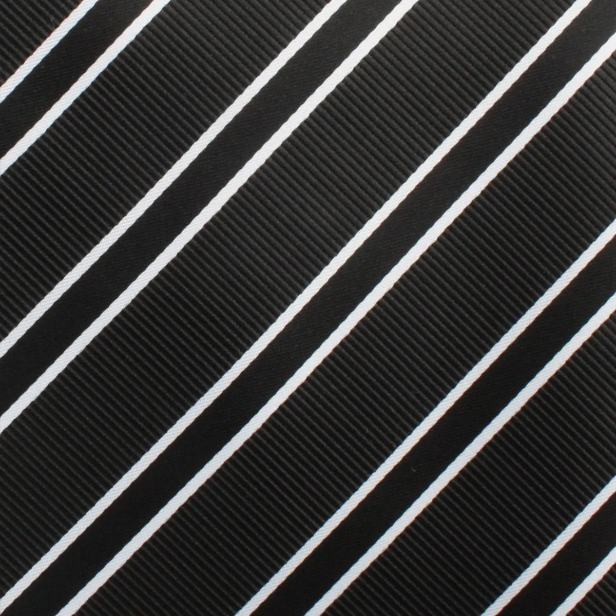 Black Double Stripe Self Bow Tie