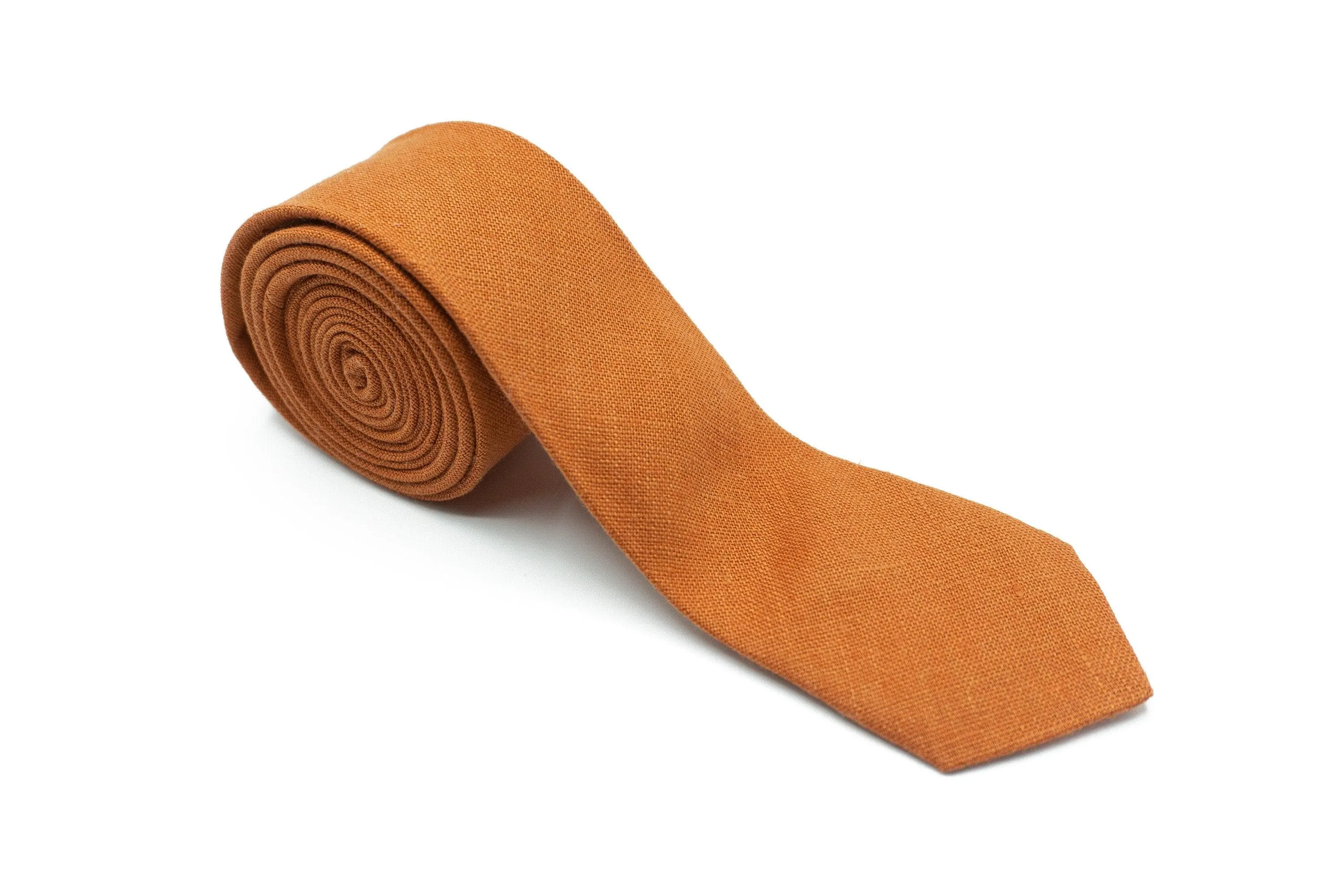 Classic Burnt Orange Wedding Tie Set with Regular Tie, Suspenders, and Pocket Square