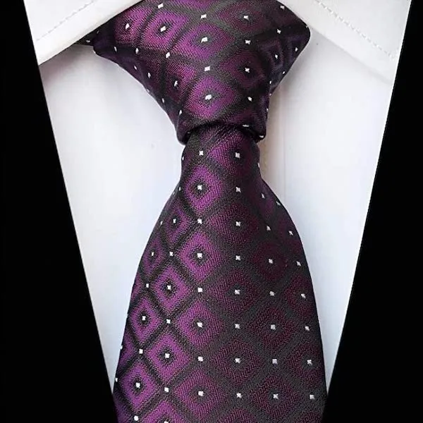 Classy Men Classic Purple Grid Silk Tie