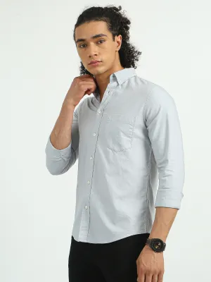 Classy Oxford Full Sleeve Shirt - Light Gray