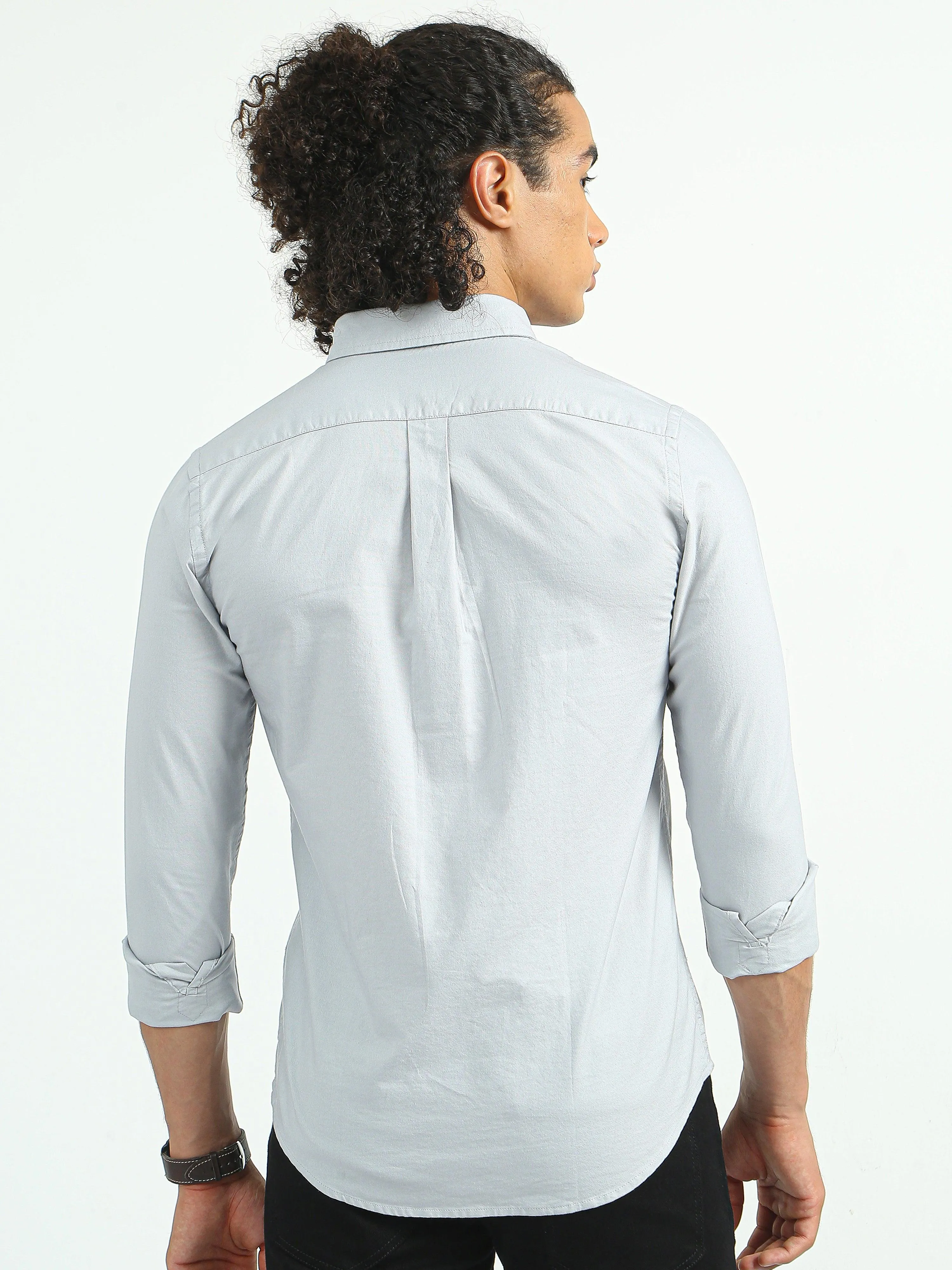 Classy Oxford Full Sleeve Shirt - Light Gray