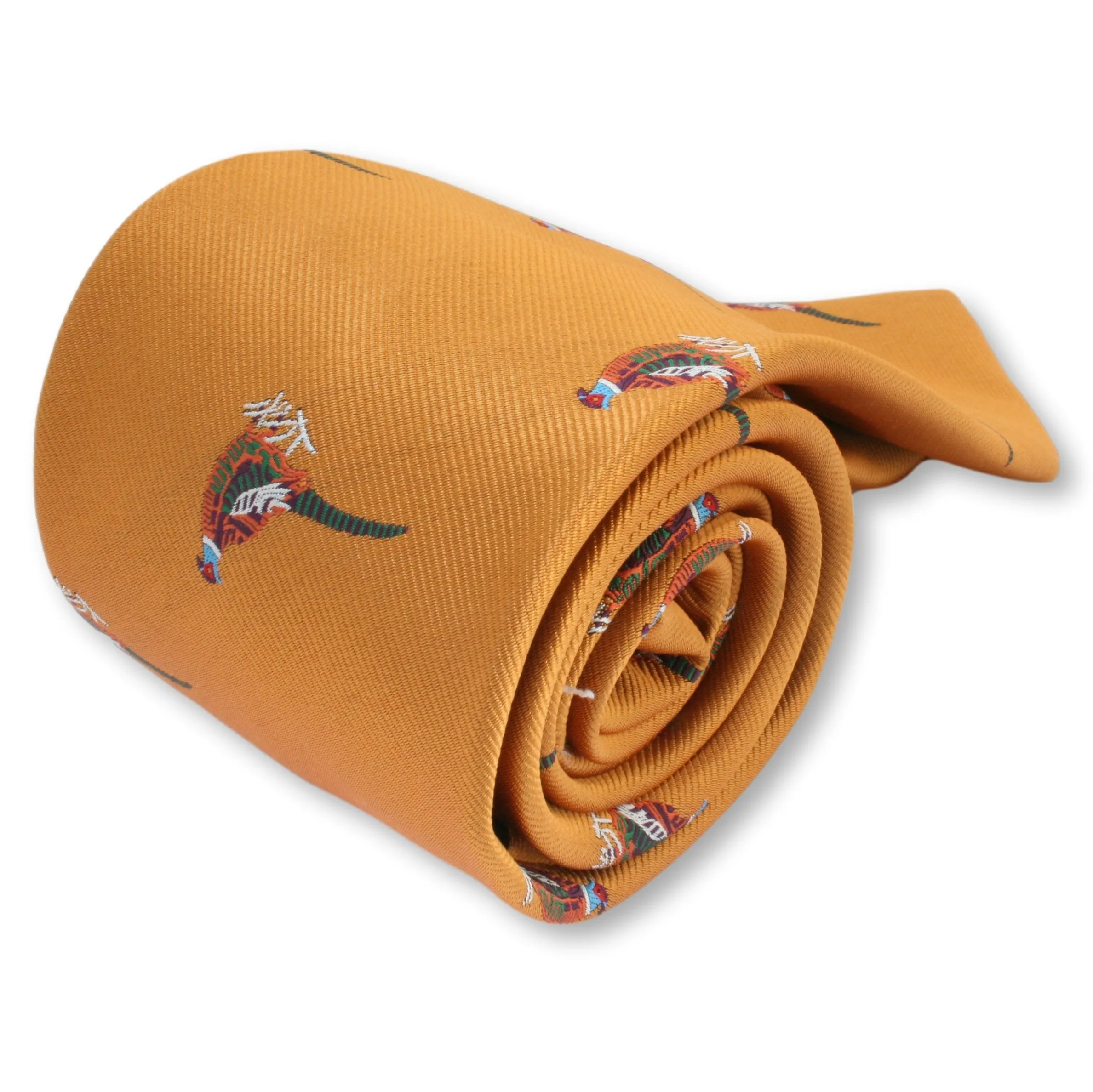 Cock Pheasant Tie Green or Gold Background