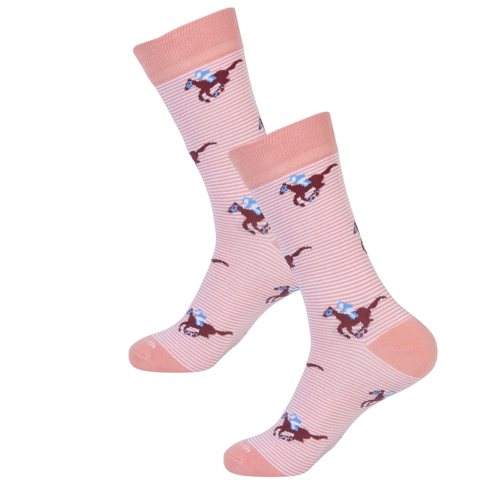 Coral Striped Horse Racing Sock
