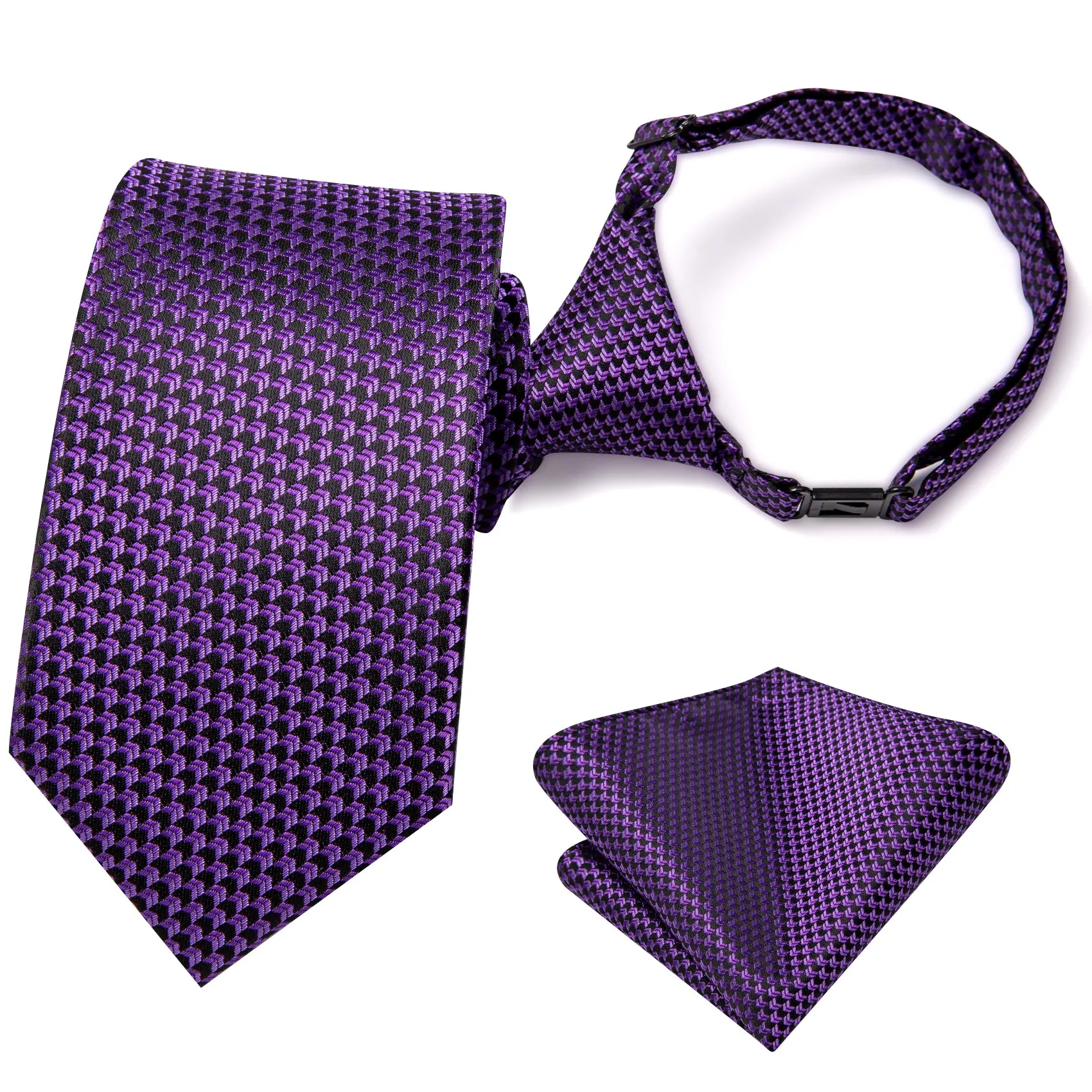 Deep Purple Novelty Pre-tied Adjustable Tie Pocket Square