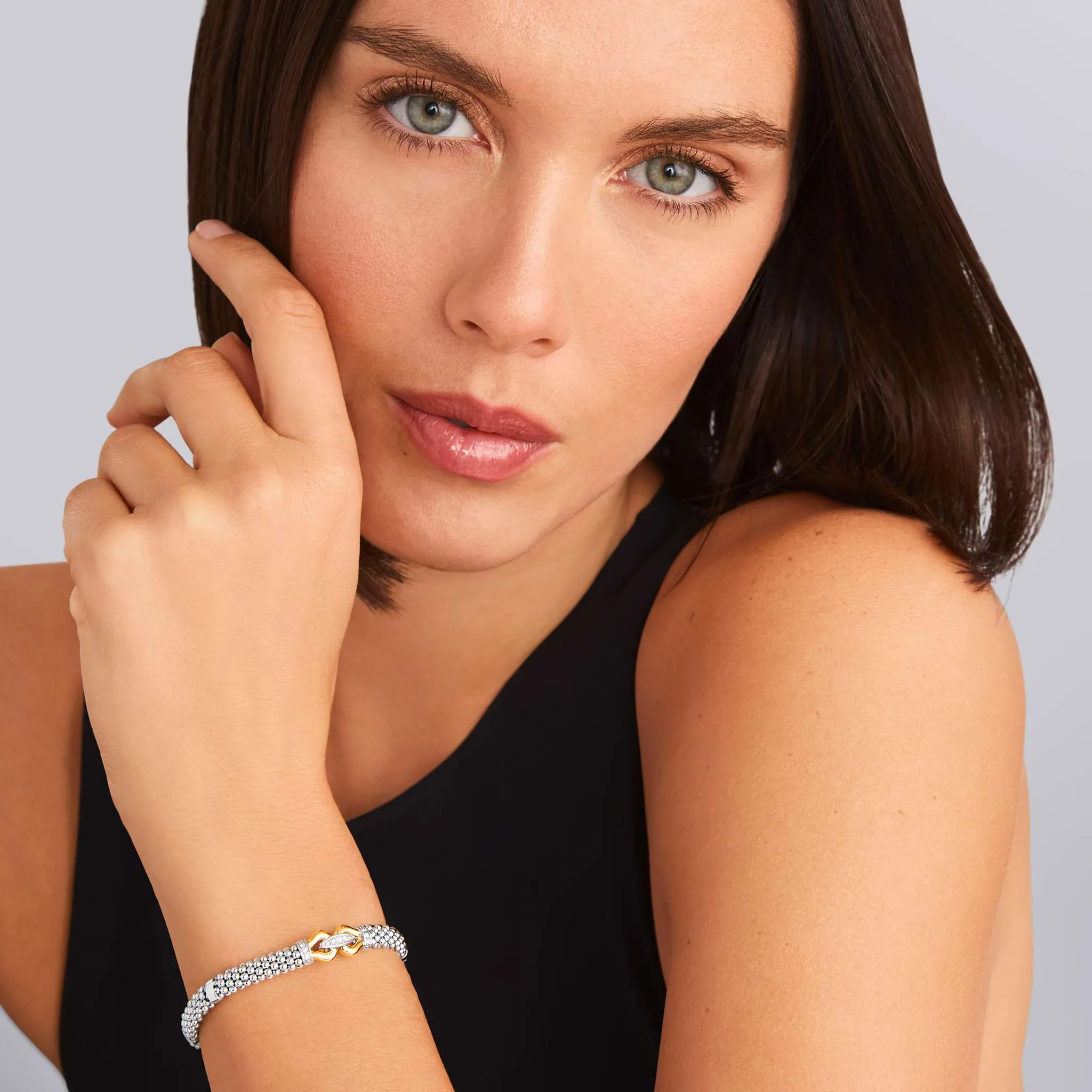Derby Two-Tone Caviar Buckle Diamond Bracelet | 9mm