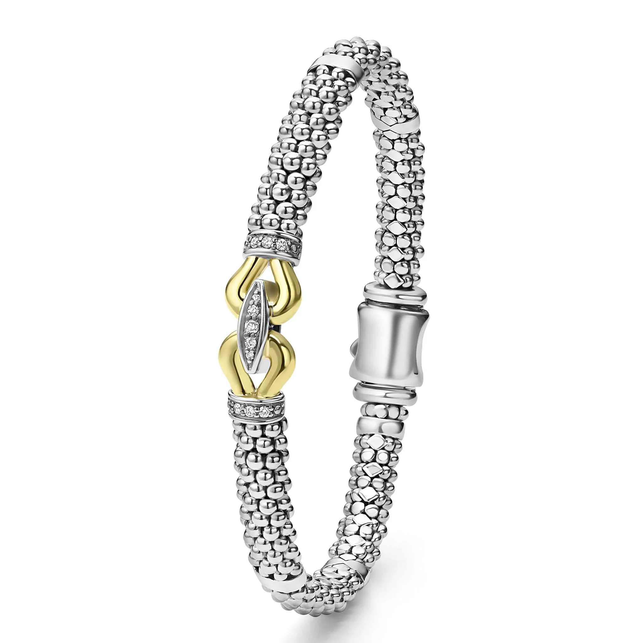 Derby Two-Tone Caviar Buckle Diamond Bracelet | 9mm