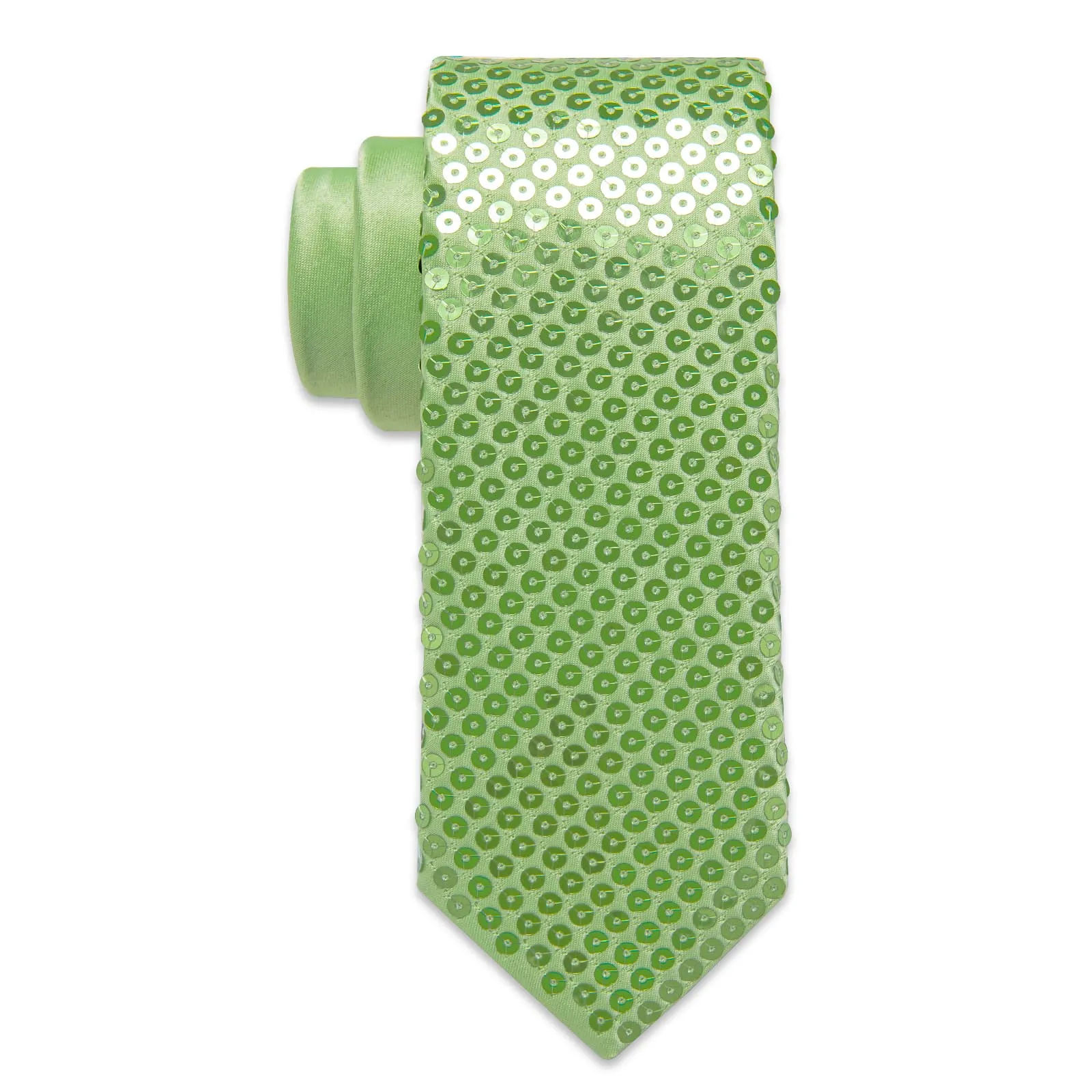 DiBanGu Sequin Tie Apple Green Solid Mens Dress Tie Pocket Square Set for Party