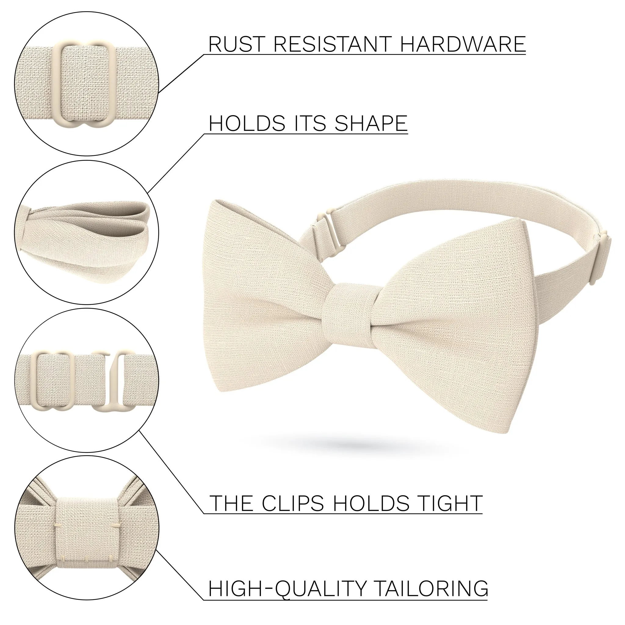 Linen Beige Bow Tie