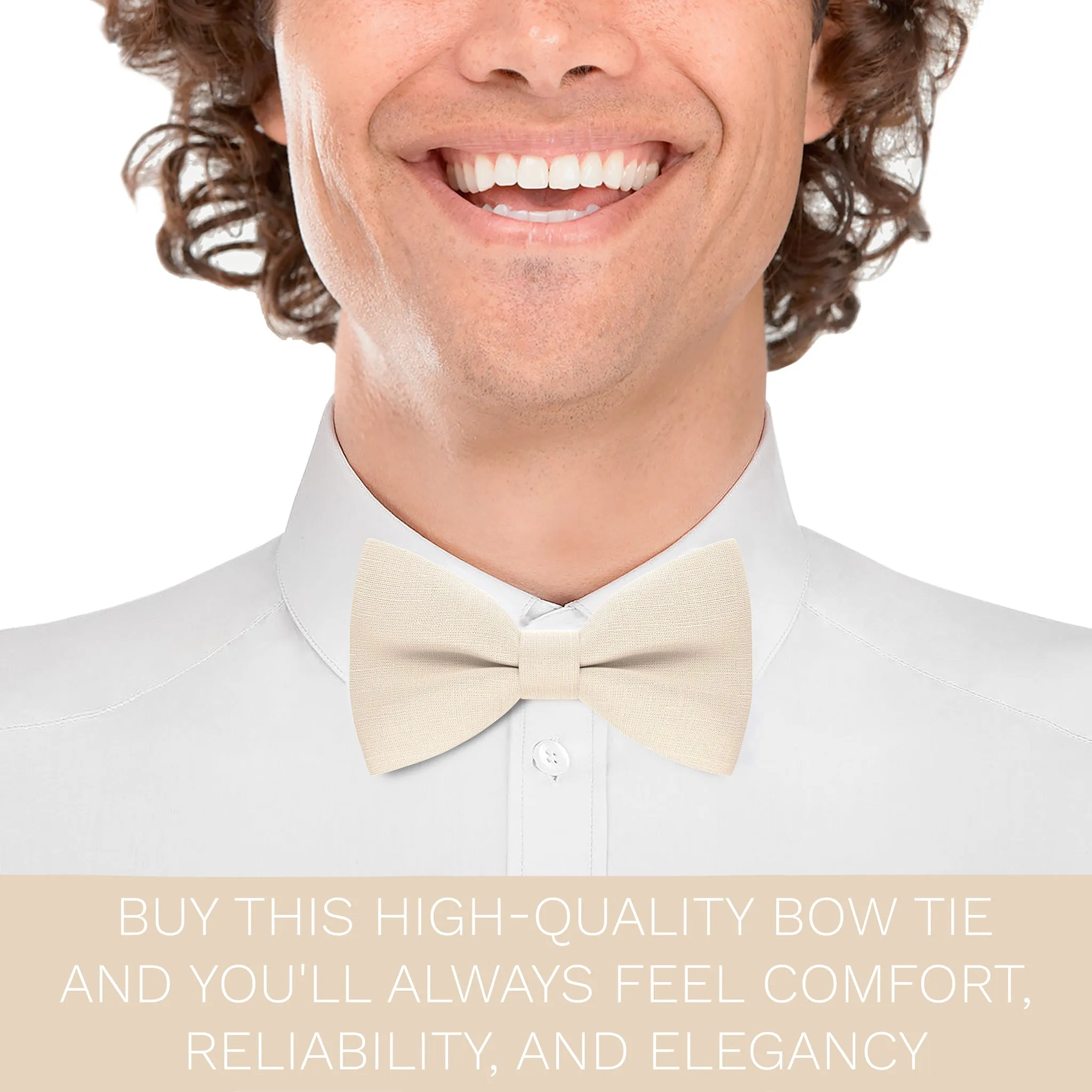 Linen Beige Bow Tie