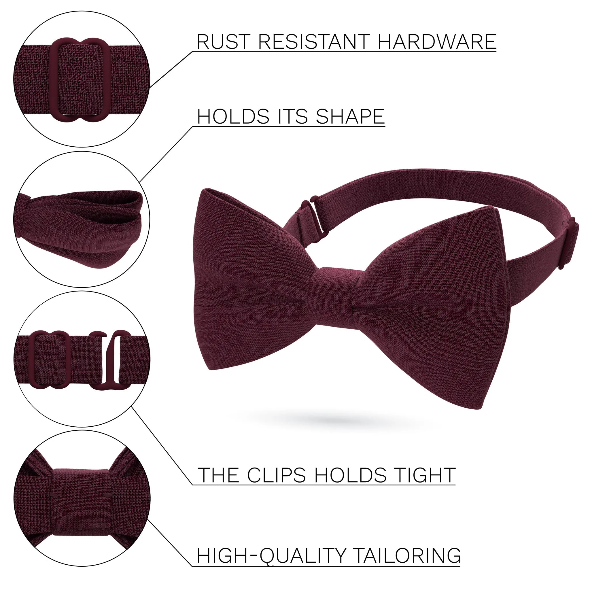 Linen Burgundy Bow Tie