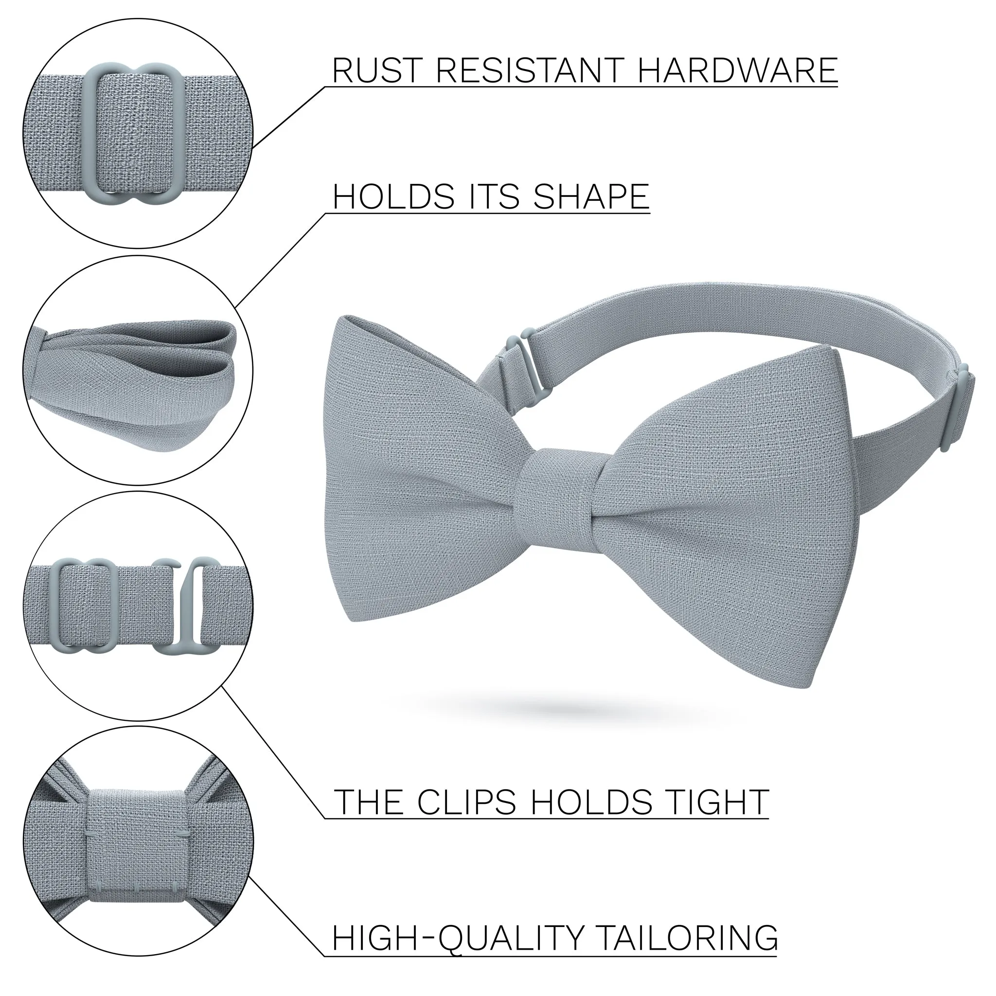 Linen Fossil Grey Bow Tie