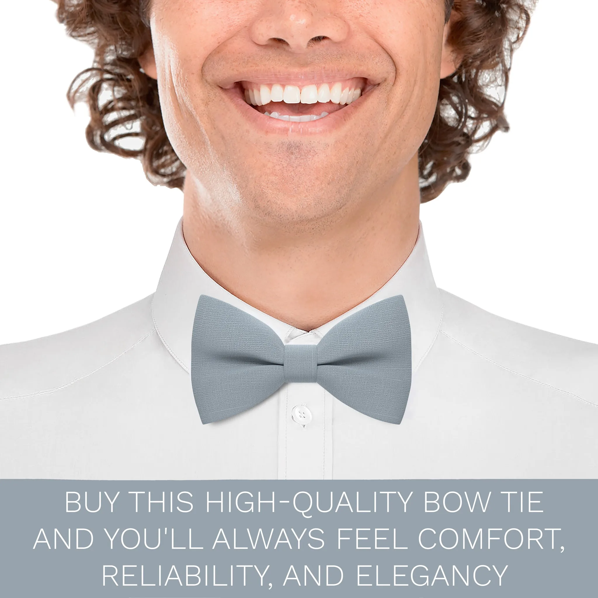 Linen Fossil Grey Bow Tie