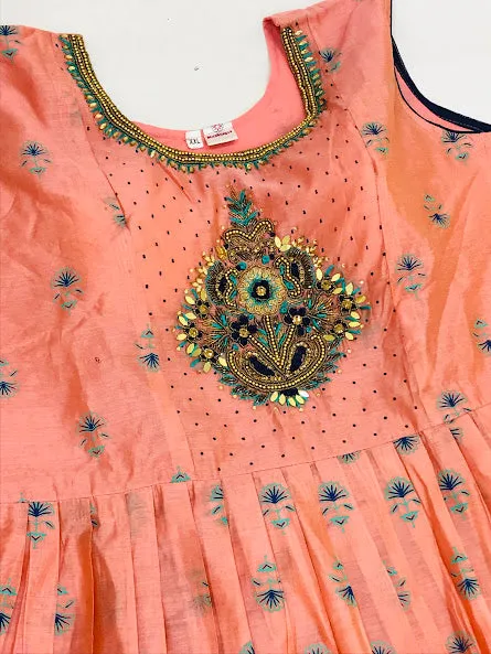 Lovely Pink Colored Embroidery Work With Cotton Kurti Suit For Women
