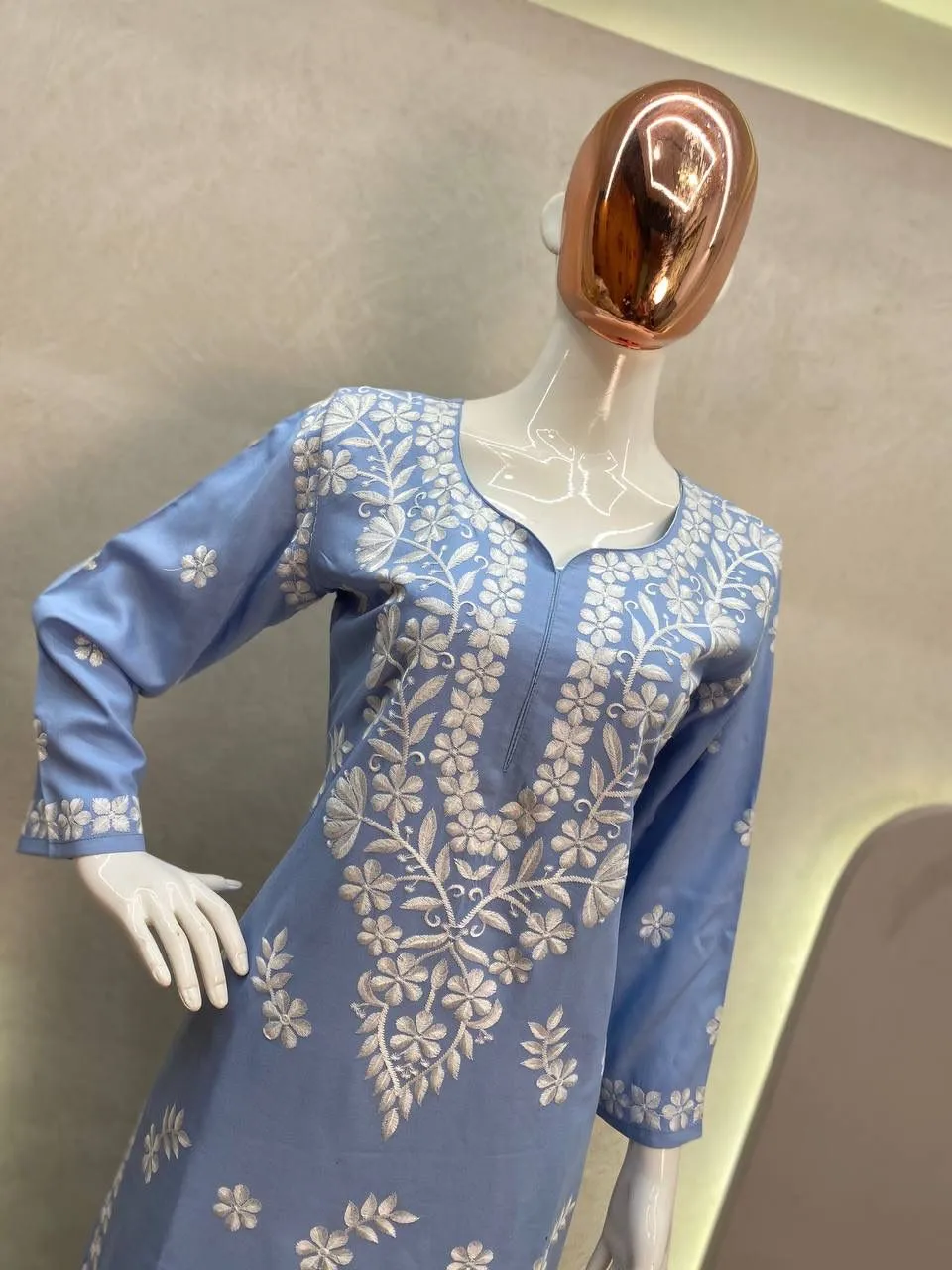 Lovely Sky Blue Color Rayon Sharara Suits With Embroidery Work For Women