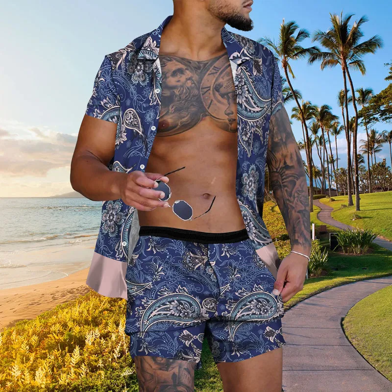 Men's Vintage Hawaiian Casual Short Sleeve Suits