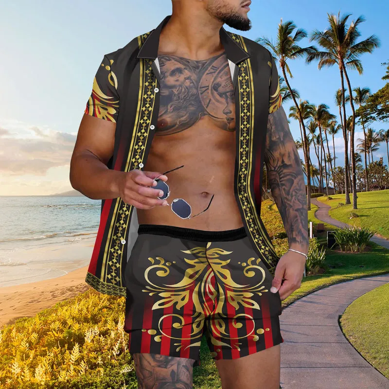 Men's Vintage Hawaiian Casual Short Sleeve Suits