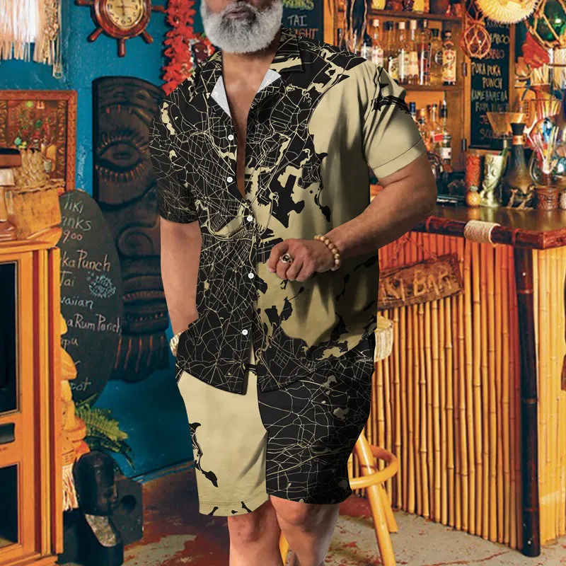 Men's Vintage Hawaiian Casual Short Sleeve Suits