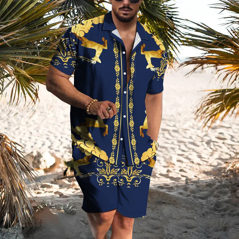 Men's Vintage Hawaiian Casual Short Sleeve Suits