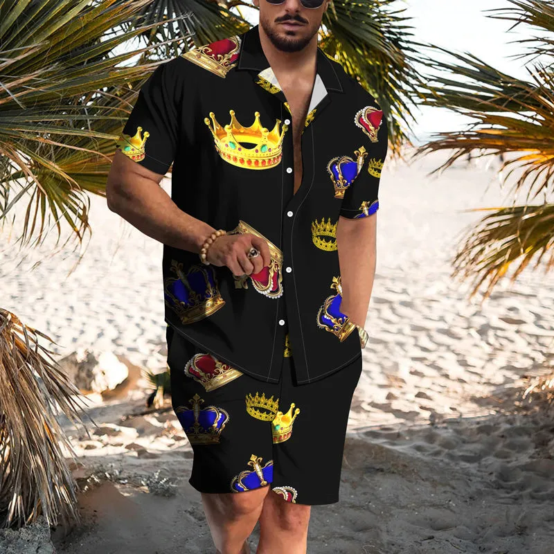 Men's Vintage Hawaiian Casual Short Sleeve Suits