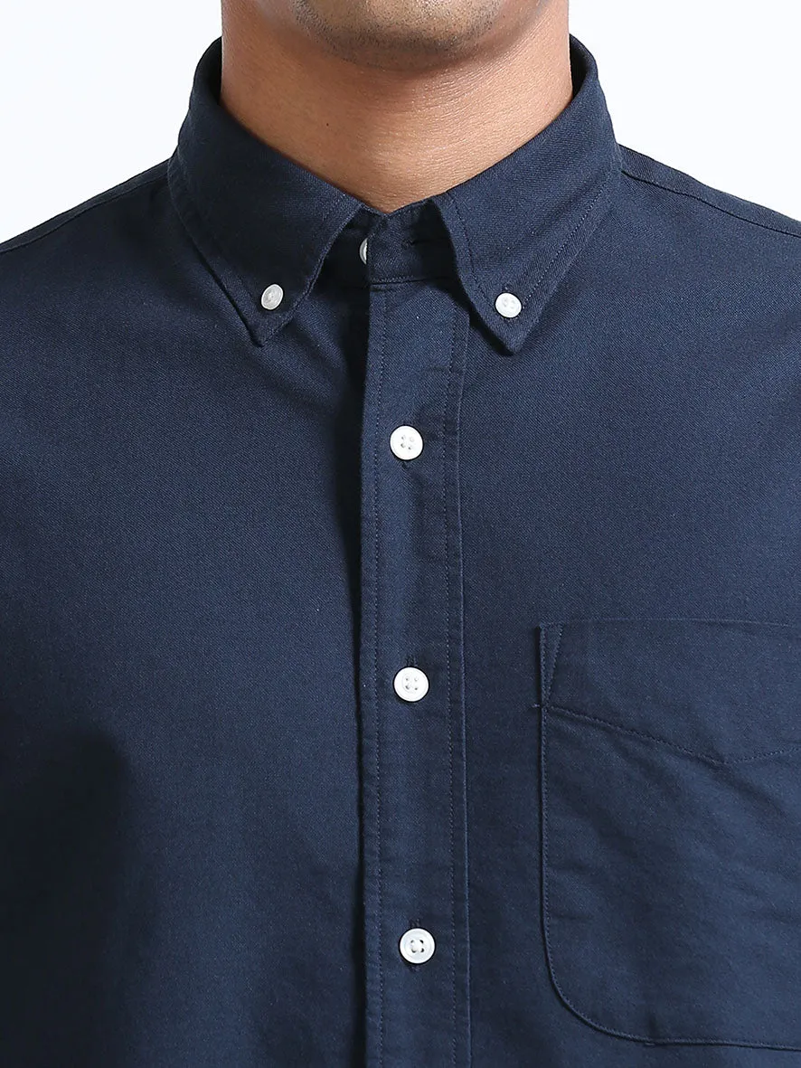 Navy-Blue Relaxed Fit Oxford Shirt