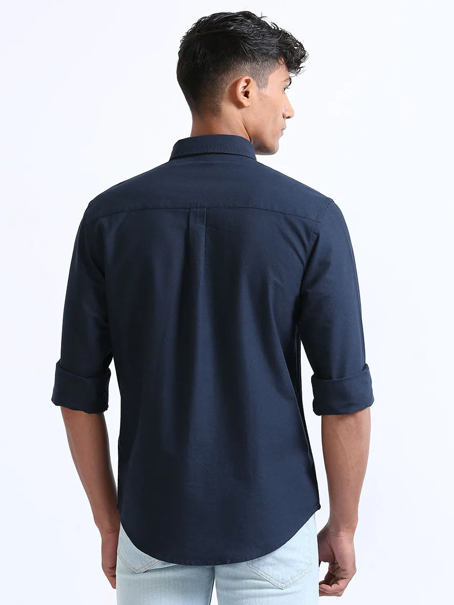 Navy-Blue Relaxed Fit Oxford Shirt