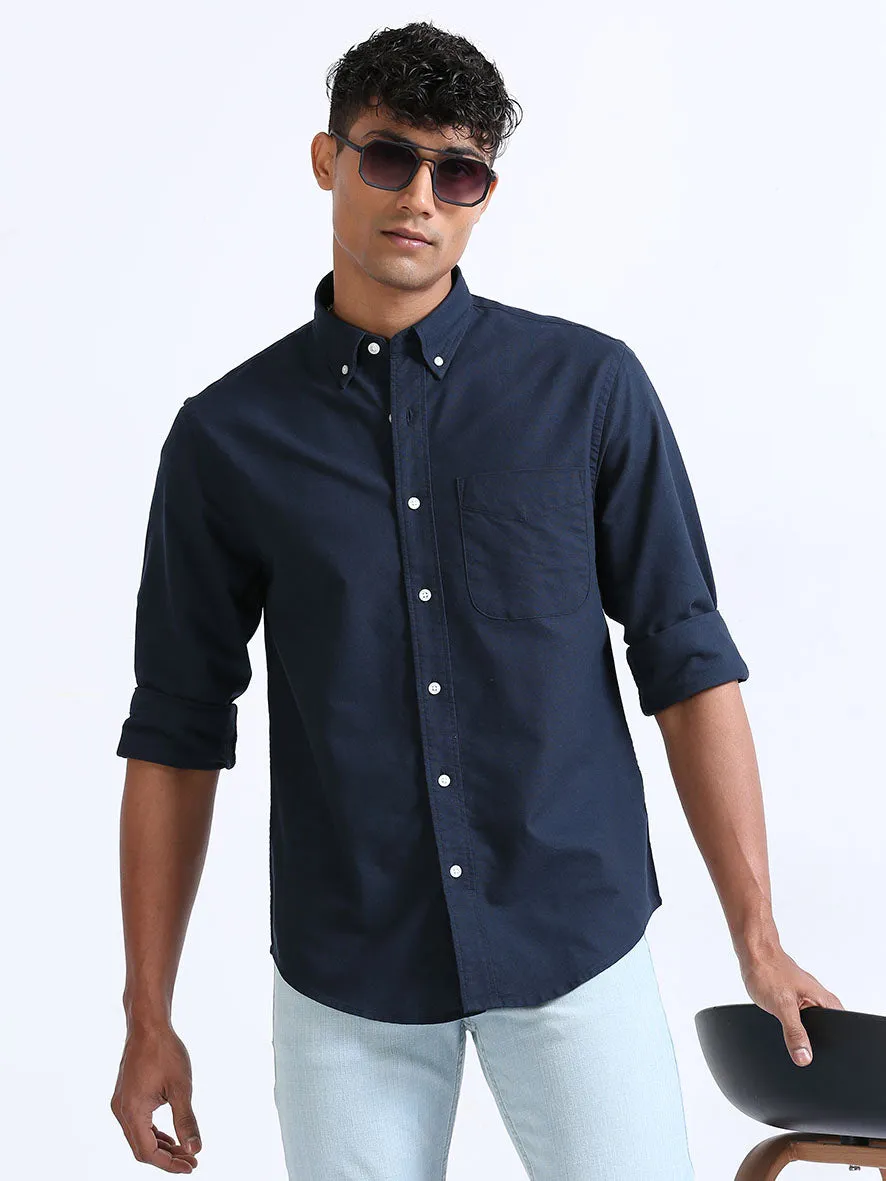 Navy-Blue Relaxed Fit Oxford Shirt
