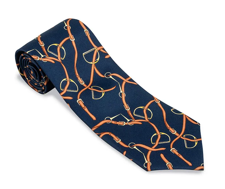 Navy Stirrups Necktie - F5576