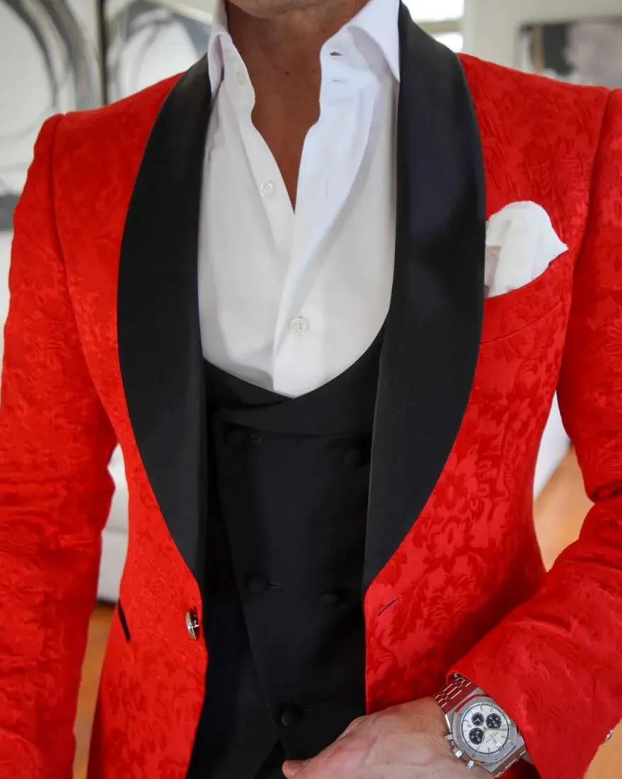 Red & Black Fiore Dinner Jacket @ The Vault