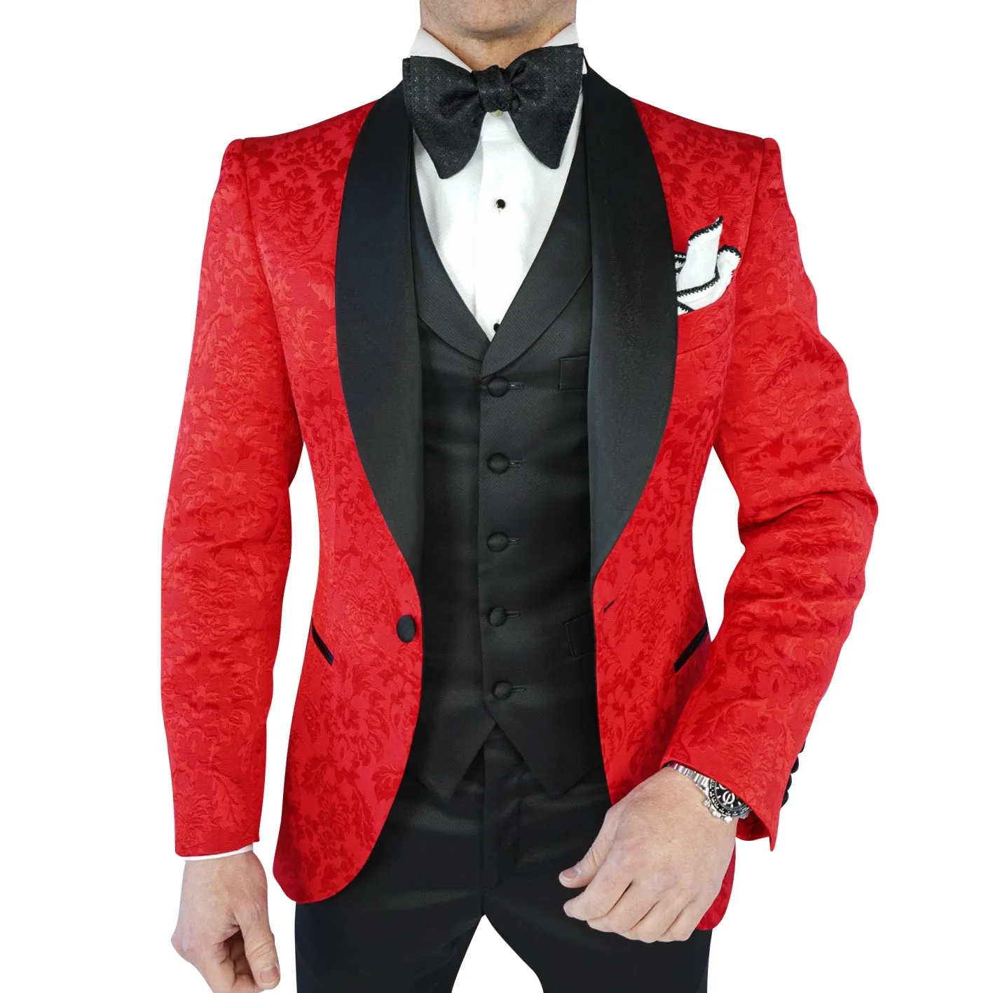 Red & Black Fiore Dinner Jacket @ The Vault