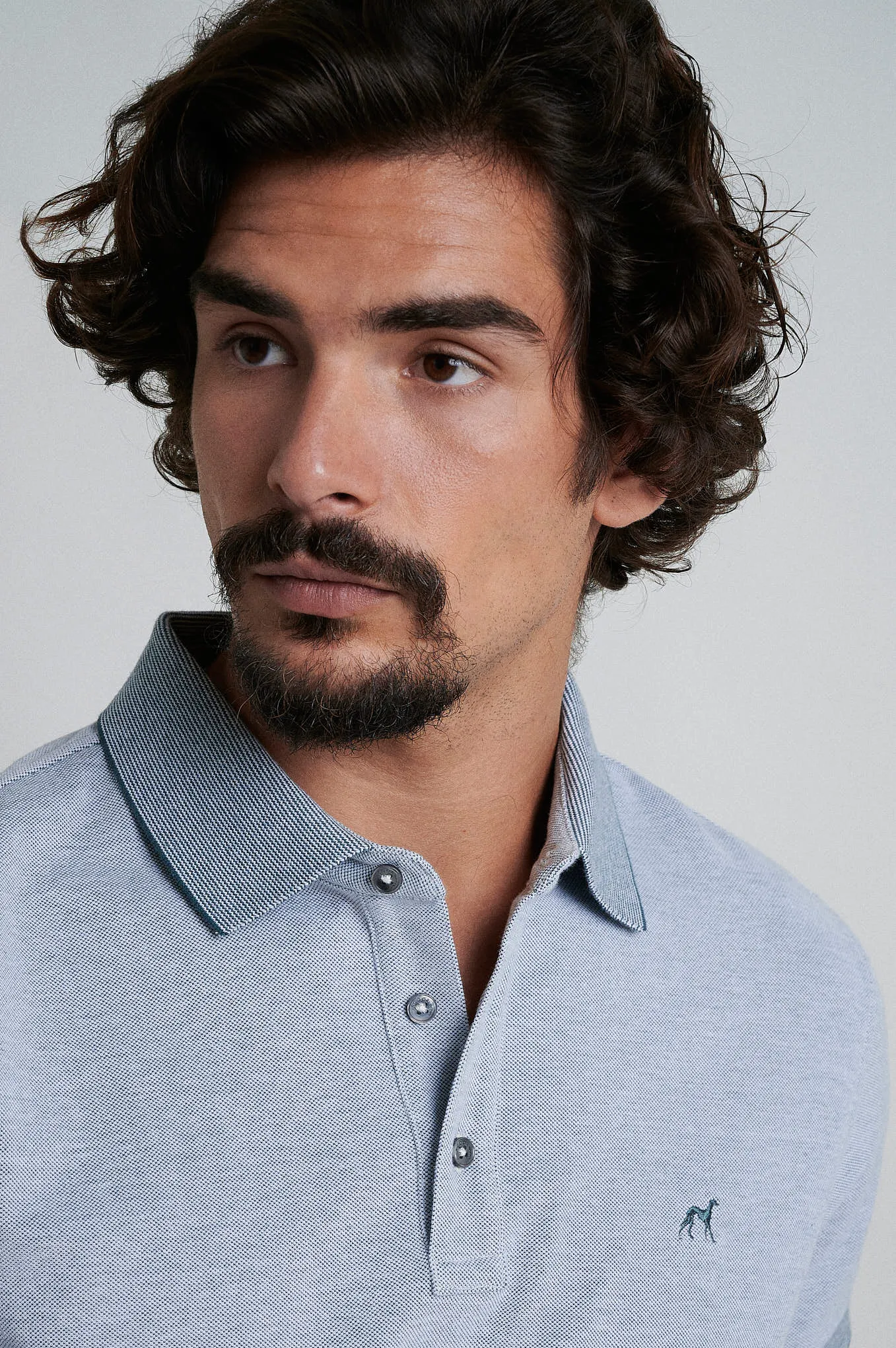 Short sleeve mercerized cotton polo piquet oxford structure