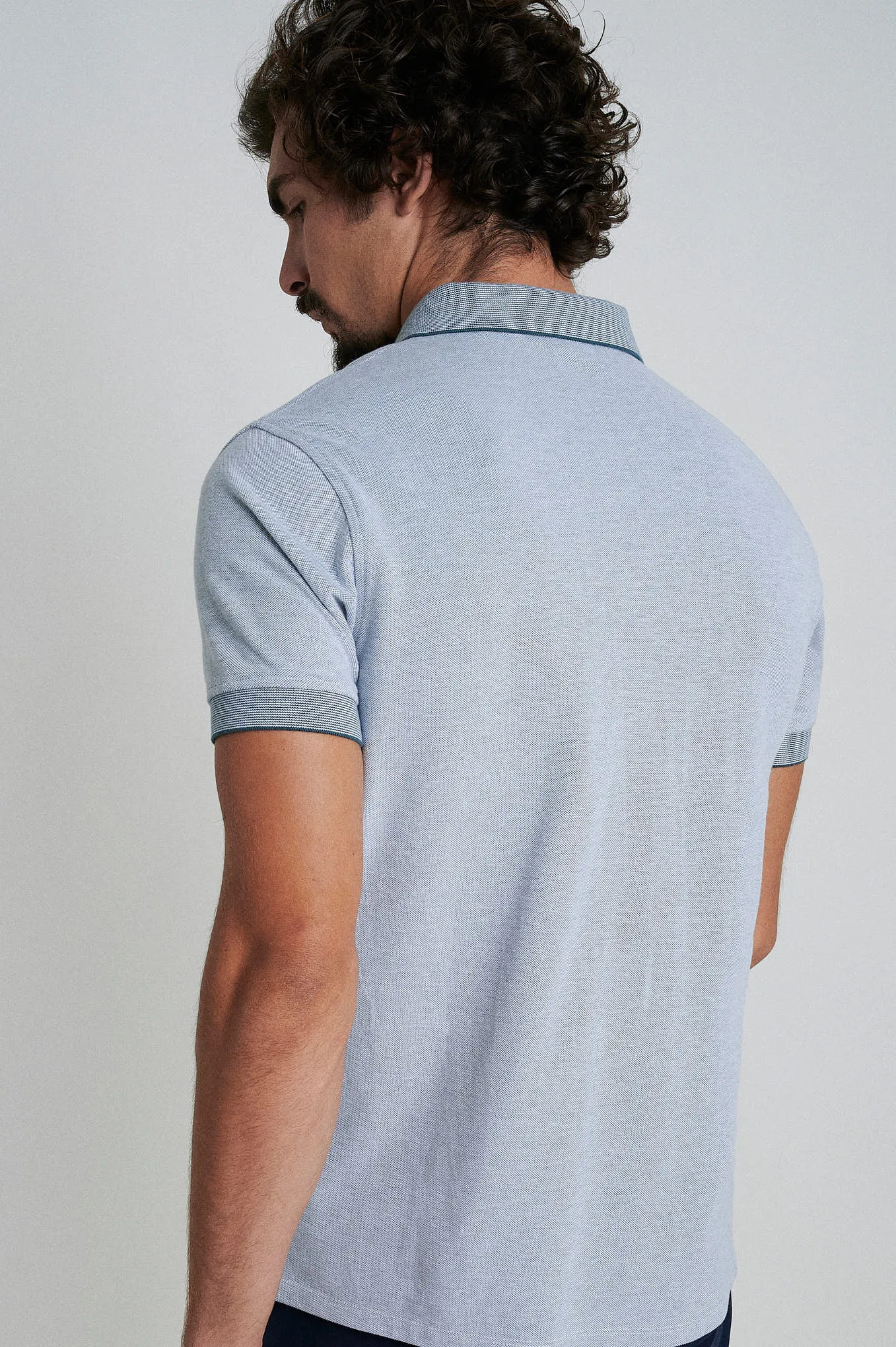 Short sleeve mercerized cotton polo piquet oxford structure