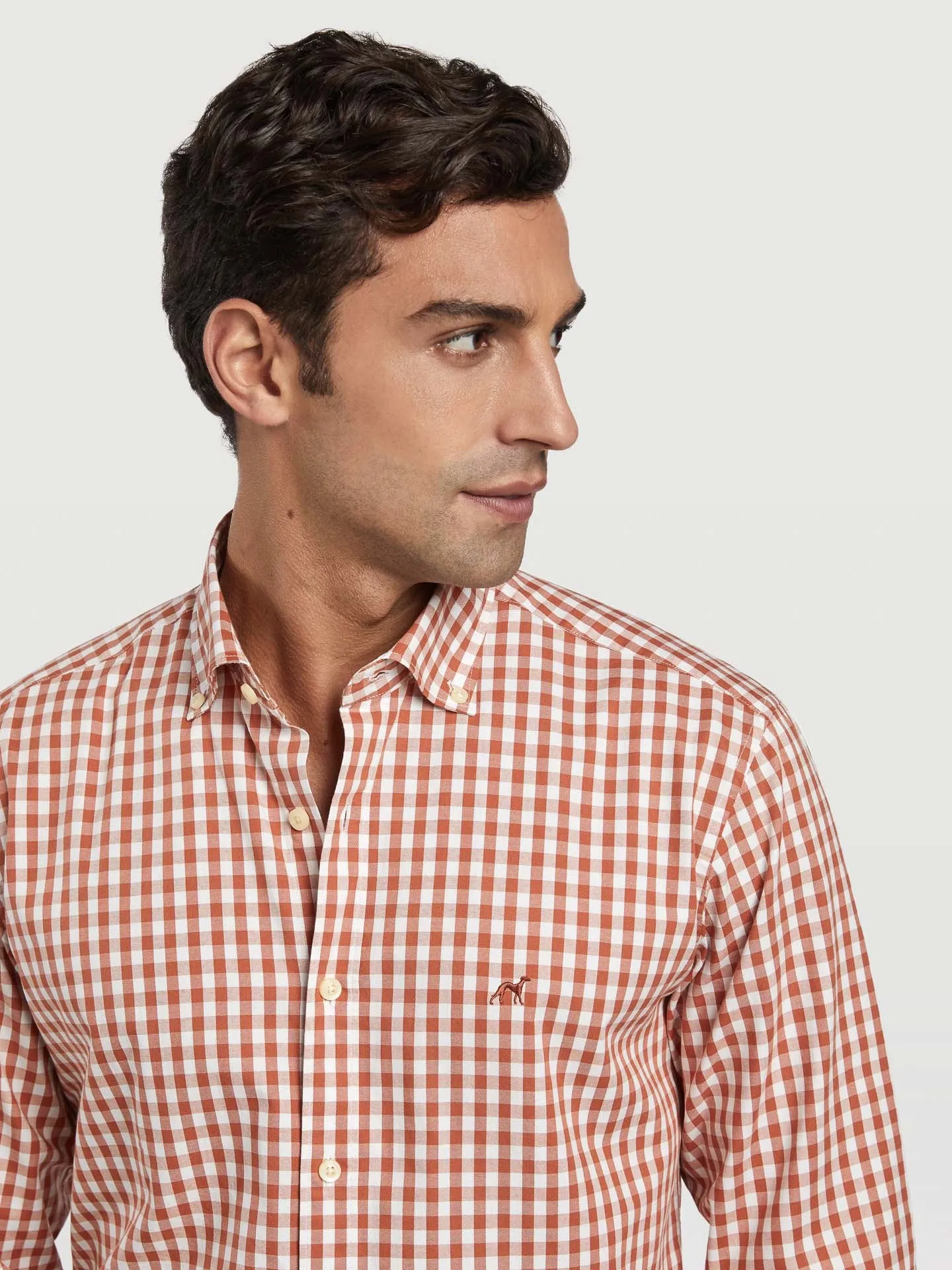 Slim fit 100I cotton checks oxford shirt