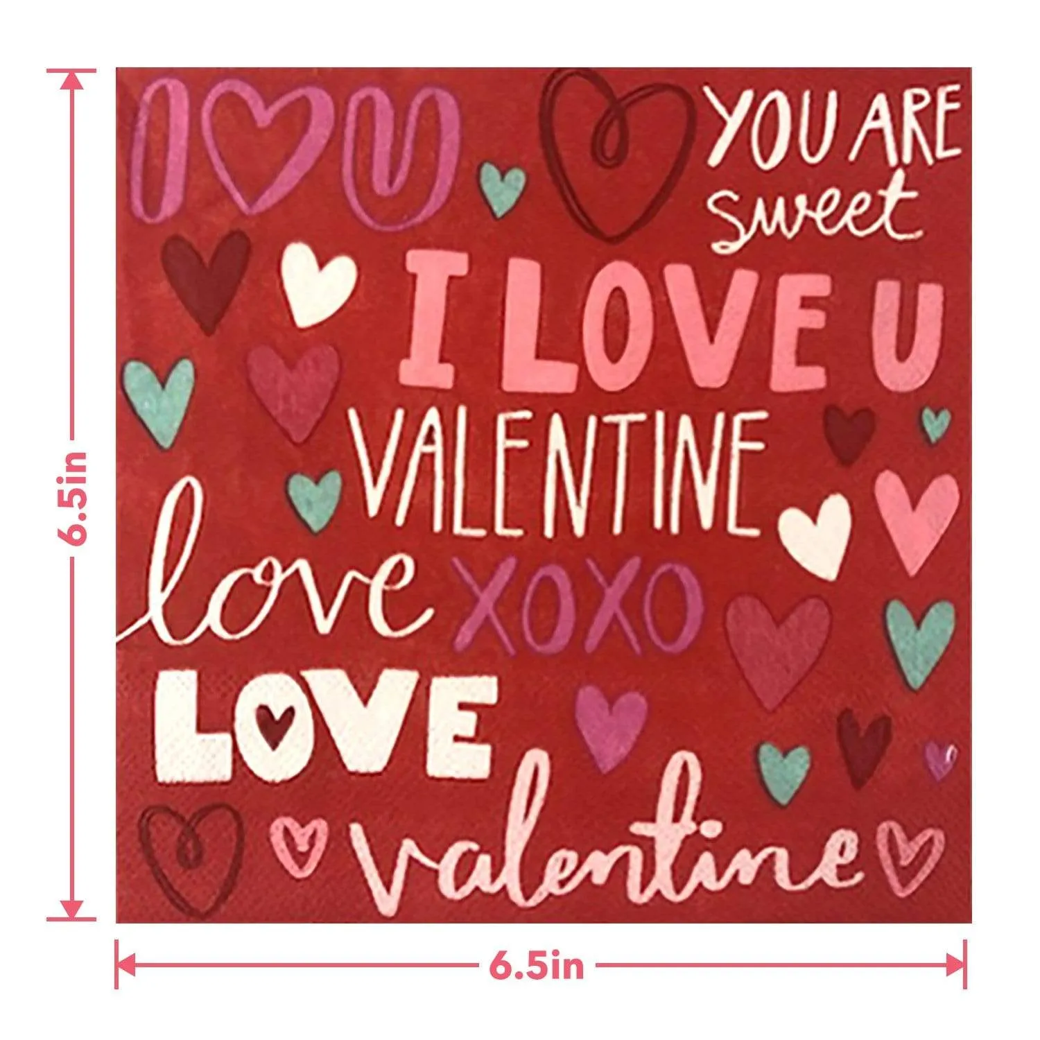 Valentine's Day Party Supplies (Valentine's Sayings Red Paper Dinner Plates and Luncheon Napkins)