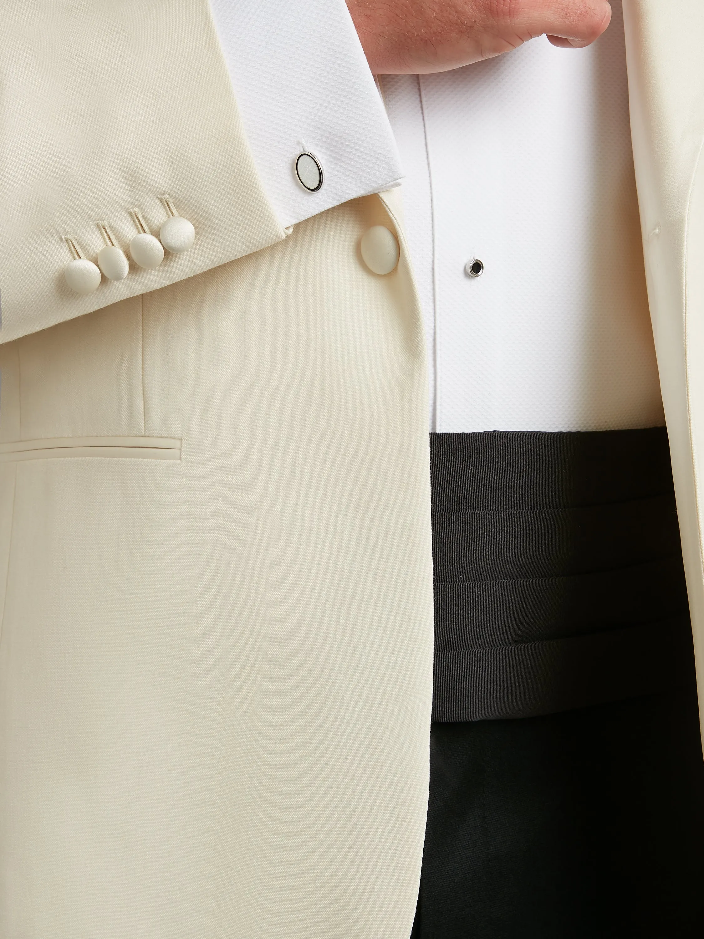 Whittaker Tuxedo Jacket - White Barathea